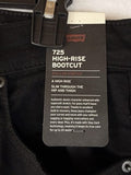 Levis 725 High Rise Bootcut 28 Jeans Womens Black 28x32 Levi’s New NWT