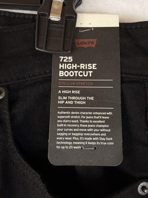 Levis 725 High Rise Bootcut 28 Jeans Womens Black 28x32 Levi’s New NWT