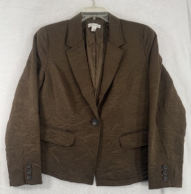 Coldwater Creek Jacket Small Brown Blazer 1 Button Lightweight Womens NEW
