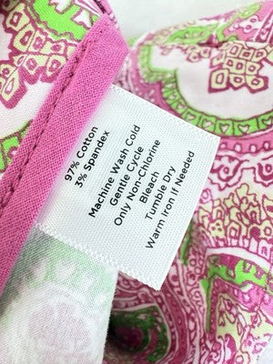 Talbots Classic Side Zip Pants 12 Crop Pink Paisley Women Cotton Stretch Cropped