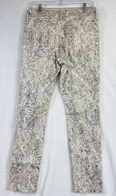 Express Jeans Women 8 Regular Skinny Mid Rise Animal Print Metallic Womens Beige
