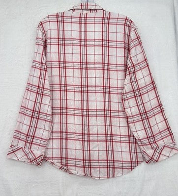Victoria’s Secret Pajama Top Medium Button Up Long Sleeve Shirt Women Pink Plaid
