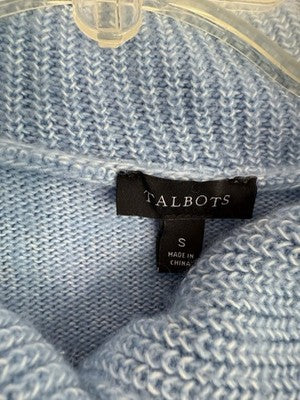 Talbots Sweater Small Light Blue Breton Button Collar Womens