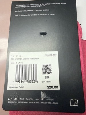 Nike Spark Lightweight No Show Socks Large Pink Mens 10-11.5 Women 11.5-14 Lot