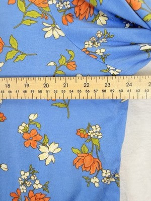 Lands End Relaxed Fit Cotton T Shirt 1X Petite Blue Floral Long Sleeve Knit Tee