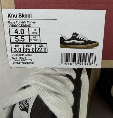 Vans Knu School 4 Mens 5.5 Womens Shoes Dark Brown Suede Leather Sneakers New