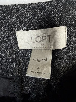 Ann Taylor Loft Pants 6 Original Trousers Tweed Black Straight Leg Womens