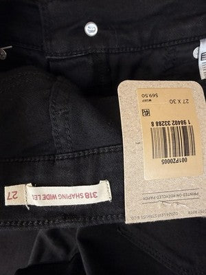 Levis 318 Shaping Wide Leg Jeans 27 Womens Black 27x30 Levi’s New NWT