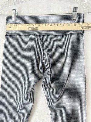 Lululemon Wunder Under Crop II Leggings 6 Womens Workout Blue Gingham