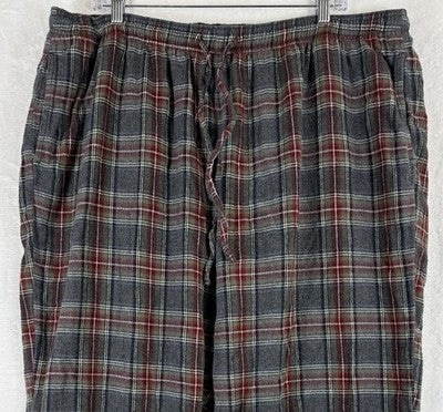 LL Bean Flannel Pajama Pants XXL Mens 30” Gray Plaid Drawstring Sleep PJ Pajamas