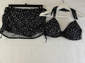 Victorias Secret Bikini Set 34D Push Up Black White Polka Dot Top Bottoms