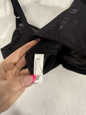 Bali Bra 40DD DF0180 Black Flower Underwire Womens Floral