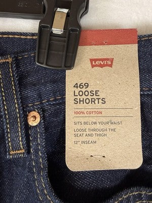 Levis 469 Shorts 29 Mens Jean Denim Loose Jorts Dark Blue New NWT