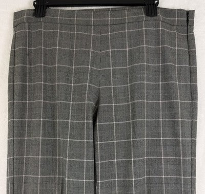 DKNY Dress Pants Womens 12 Gray Plaid High Rise Side Zip