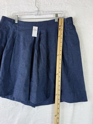 Banana Republic Linen Blend Shorts 18 Skort Blue Herringbone New NWT