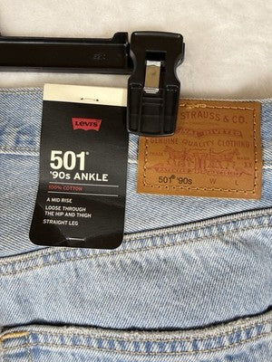 Levis 501 ‘90s Ankle Jeans Women 32 Mid Rise Straight Leg Blue 90s 32x27 New NWT