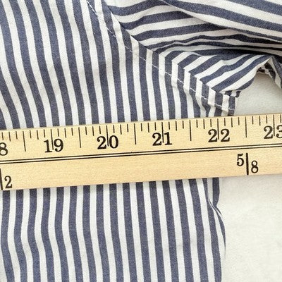 Gap Shirt Men Large Short Sleeve Button Up Blue Striped Cotton Poplin Standard