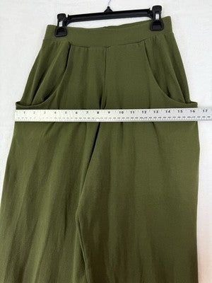 Vintage Jogger Pants Small 80s 90s Green High Waist Knit Hipster Made USA Womens