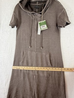Toad And Co Dress Small Epique Hemp Brown Knit Hooded Short Sleeve New NWT