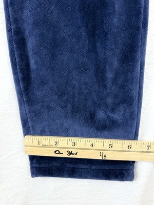 Lands End Velour Joggers Large Petite Womens Blue Sweatpants Pull On Pants LP