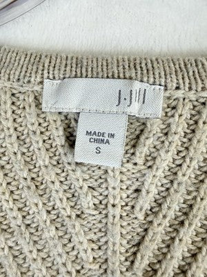 J Jill Sweater Small Wool Blend Beige Long Sleeve V Neck Tops Tunic Womens