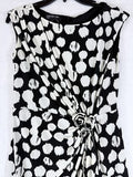 Jones New York Dress 6 Sleeveless Black White Floral Knee Length Polka Dot Women