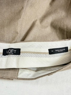 Ann Taylor Loft Marisa Trouser 4 Petite Linen Blend Beige 4P Womens Straight Leg