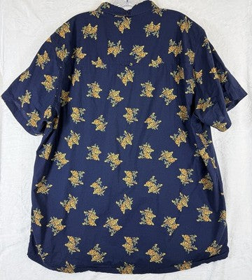 Toad And Co Mens Shirt XXL Mattock Blue Floral Print Short Sleeve Button Up