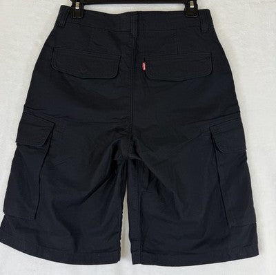 Levis Baggy Dad Cargo Shorts 26 Womens Black Grunge 90s Skater 11”