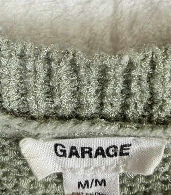 Garage Loose Crop Sweater Medium Green Long Sleeve Tops Roll Hem Boxy