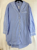 Gap Body Pajamas Medium Women Cotton Poplin PJ Shirtdress Blue Nightgown New