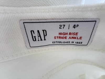 Gap High Rise Stride Ankle Jeans 27 4 Petite White Denim Womens New NWT