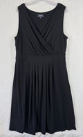 Lands End XL Wrap Dress Black Sleeveless Jersey Knit 18