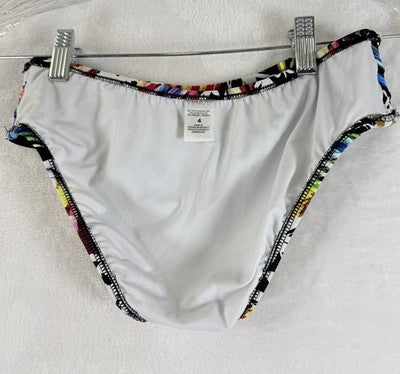 Venus Bandeau Bikini Set Small Top 4 Bottom Black Tropical Print Womens