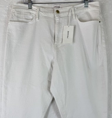 Frame Le High Flare 34 Jeans White Denim Womens New NWT
