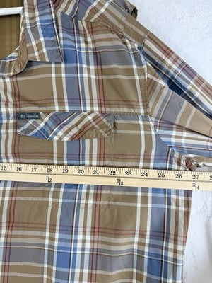 Columbia Shirt Mens 2XL Omniwick Lightweight Long Sleeve Plaid Fishing Button Up