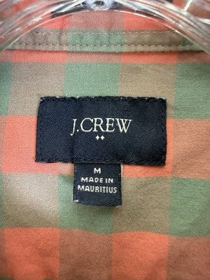 J Crew Shirt Mens Medium Orange Green Plaid Button Down Long Sleeve Cotton