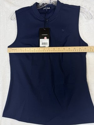 Bad Birdie Polo Womens Small Golf Sleeveless Navy Blue New NWT