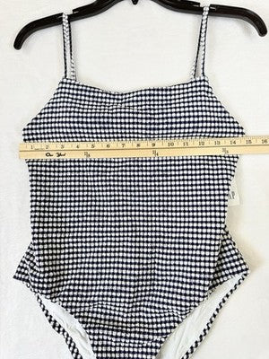 Gap One Piece Swimsuit Womens Medium Navy Blue Gingham Square Neck New NWT