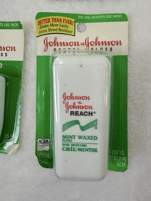 Vintage Johnson & Johnson Dental Floss Mint Waxed 90s Oral B Lot