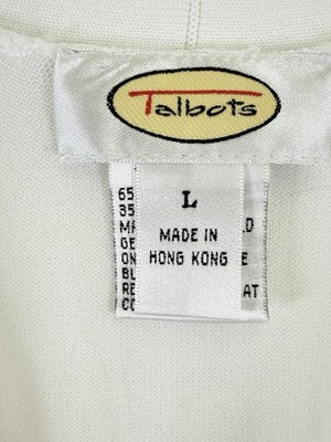 Talbots Sweater Large Short Sleeve White V Neck Womens Vintage