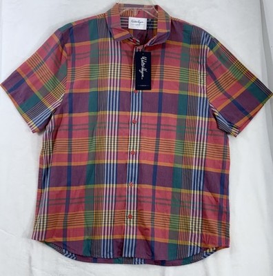Walter Hagen Golf Shirt Large Red Plaid Short Sleeve Men’s Clubhouse NEW