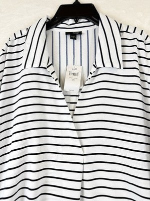 J Jill Wearever Top 3X Short Sleeve Navy Blue White Striped Plus Size Womens New