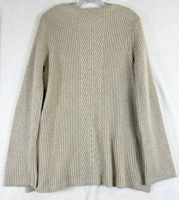 J Jill Sweater Small Wool Blend Beige Long Sleeve V Neck Tops Tunic Womens