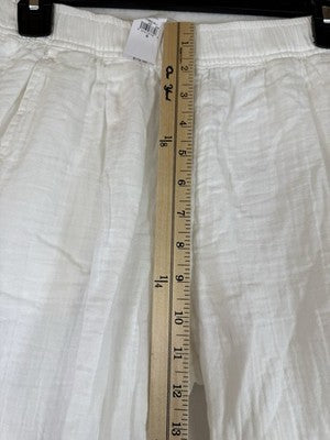 Gap Cotton Gauze Easy Barrel Leg Pants Small Women White Pull On Pockets New NWT