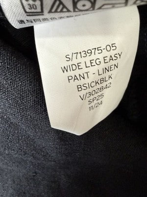 Gap Wide Leg Linen Pants Women Medium Petite Black Pull On Easy Pockets New NWT