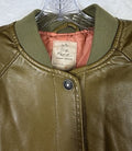 We The Free Vegan Leather Bomber Jacket Green Small Womens Free People