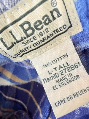 LL Bean Flannel Pajama Pants Large Tall Mens Blue Plaid