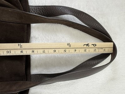 J Mclaughlin Bag Suede Leather Shoulder Tote Chocolate Brown Purse
