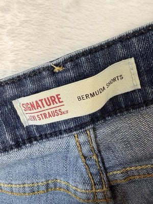 Levis Bermuda Shorts Women 14 32 Blue Levi Strauss Signature Roll Cuff